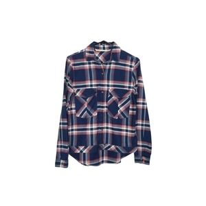 Zara Snap Front Flannel Shirt Plaid Pocketed High Low 100% Cotton Shacket XS